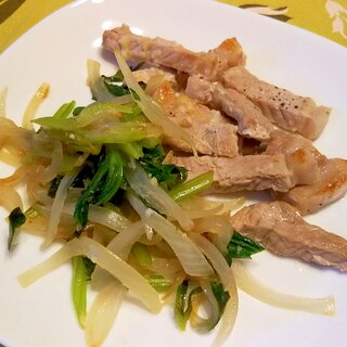 豚ロース、玉葱・ｾﾛﾘ、塩麹・生姜焼き